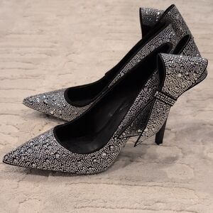 INC Black Silvee Bow Heels, Size 7